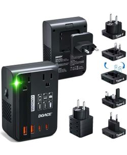 350W Voltage Converter US to Europe - 220V to 110V Converter for European Travel, Power Converter Adapter Combo with PD Chargers