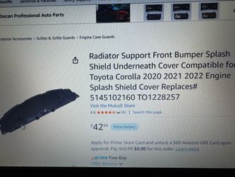 Radiator support front bumper splash shield underneath cover for Toyota Corolla