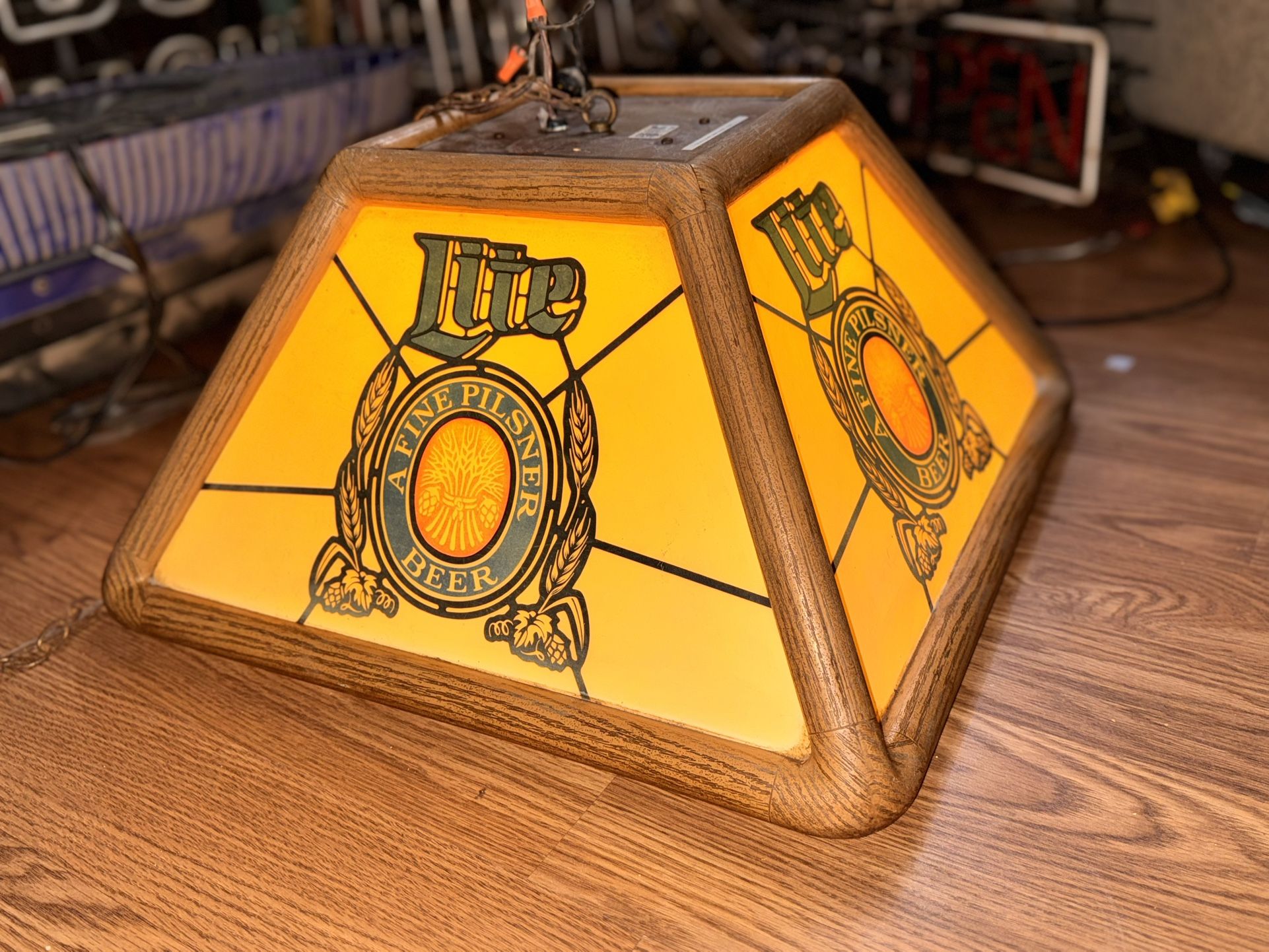 Vintage Miller Lite Pool Table Light 1982