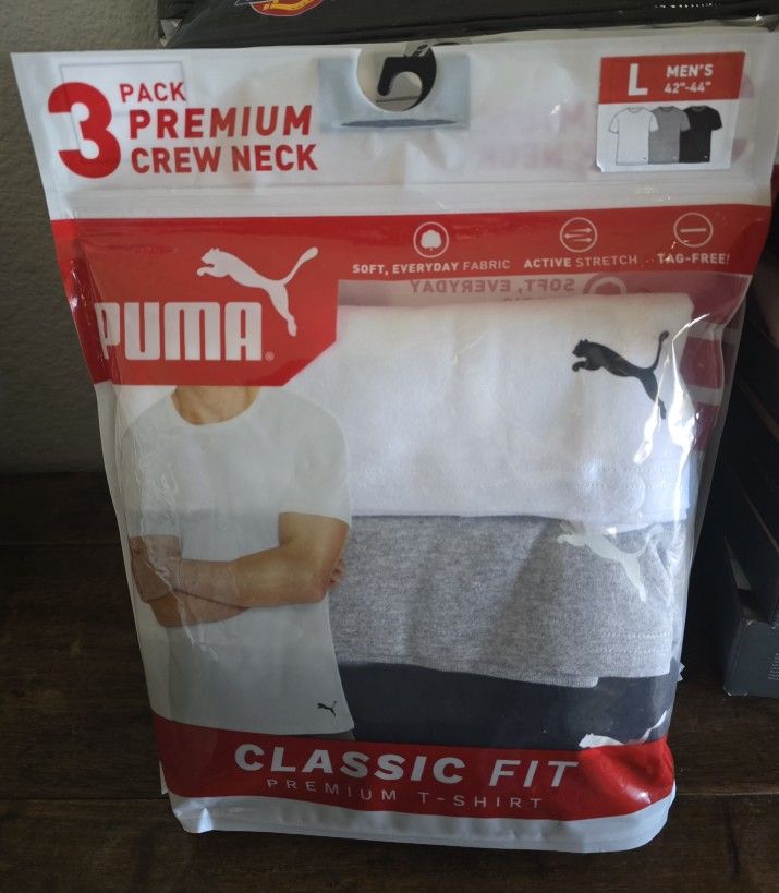 Puma 3pk Premium Crew Neck T-SHIRTS