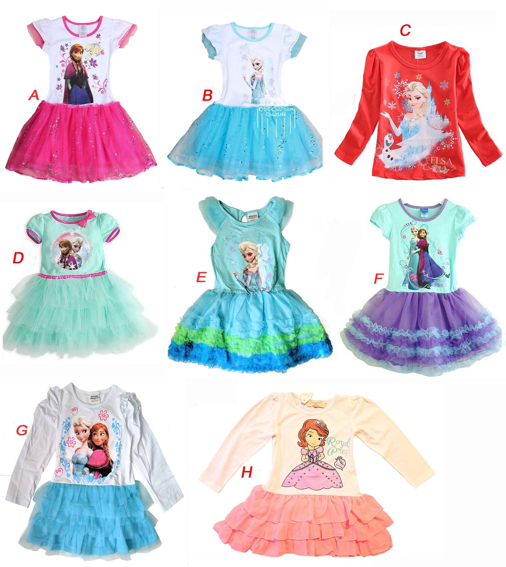 New Frozen Elsa Anna Sophia the First Dresses for Baby Girls Kids Toddlers