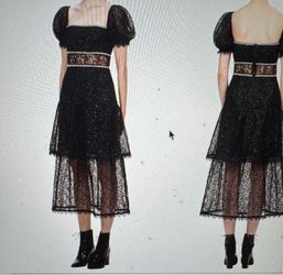 Dress- sequin lace tiered Midi dress