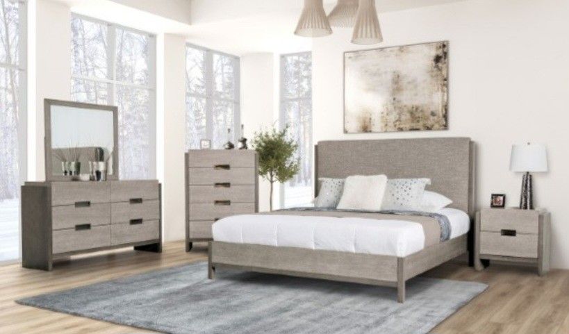 Brand New Grey 4pc Queen Bedroom Set (Available In Eastern King)