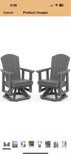 New in box SERWALL Adirondack Swivel Glider Chair, HDPE Outdoor Glider Set of 2, All-Weather Glider Chair for Porch, Balcony, Slate Grey, A041-156
