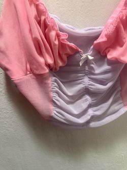 Lavender and Pink Ruched Mesh Top