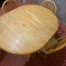 Kitchen Table With 3 Wood Chairs