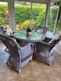 8 piece Lavender Wicker  Patio Set