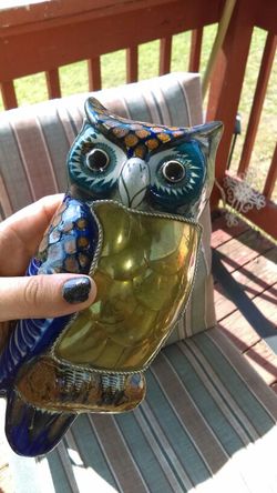 Brass and blue owl