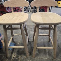 Solid Oak Wood Bar Stools 