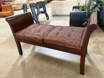 WORLD MARKET Dark Finished Solid Wood Entryway Bench with Embroidered Cushions