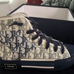 dior b23 high-top sneaker blue, oblique, transparent, size 40