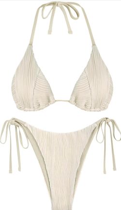 ZAFUL Bikini Sets for Women Halter Two Piece Swimsuit Ribbed High Cut Tie Side Thong Bathing Suit Sexy Padded Swimwear