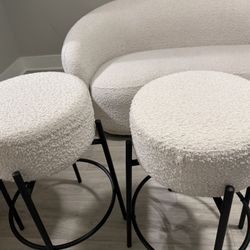 Boucle Counter Stools With Metal Base