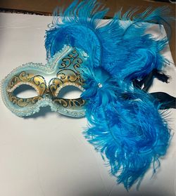 Venetian Masquerade Mask with Feathers + 7 Masks