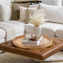Gurfuy Round Wood Ottoman Serving Tray 24”
