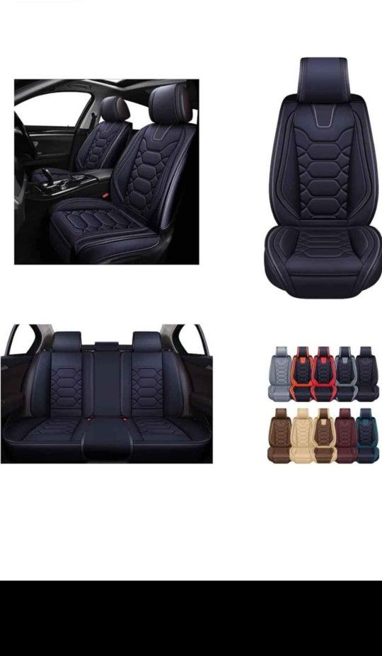 OASIS AUTO Car Seat Covers Premium Waterproof Faux Leather Cushion Universal Fit SUV Truck Sedan.