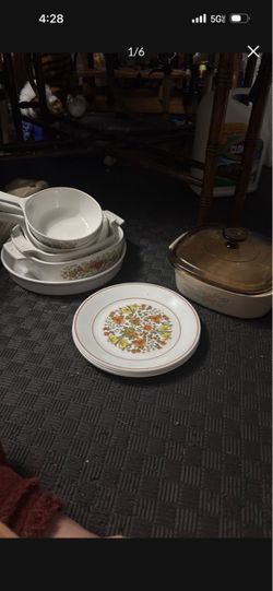 Corelle plates Corning Ware Spice of Life Cookware Set 7 dishes  and 1 lid