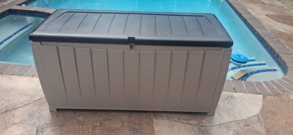Like New Keter Deck Lock Box Pool Spa Cushions Garage Boat Yard Lawn Garden Grill Propane Equipment Dry Box Chest Trunk