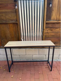 Modern Entryway Console Table | Wood Top + Black Metal Legs