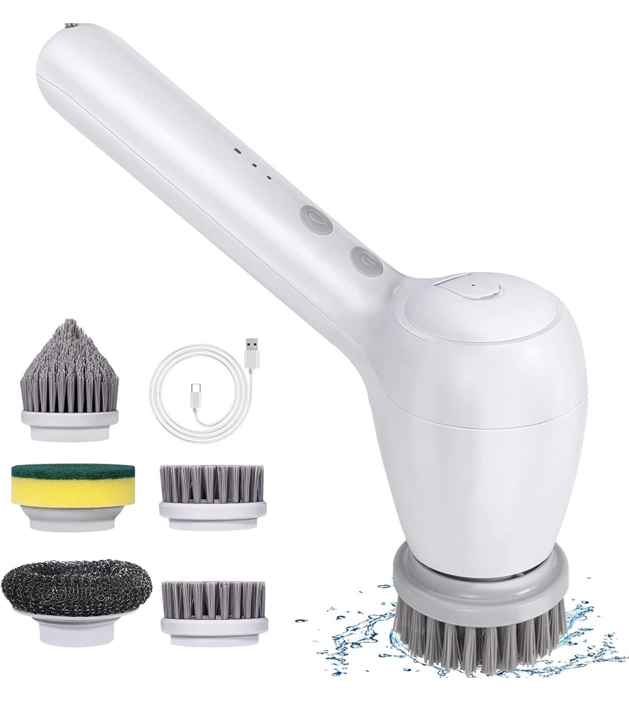 Electric Spin Scrubber with Auto Detergent Dispenser, Power Cleaning Brush with 5 Replaceable Shower Cleaning Brush Heads & 2 Rotating Speeds
