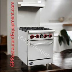 NIB Restaurant 4 Burner Range Stove With Oven Commercial NG Or LP