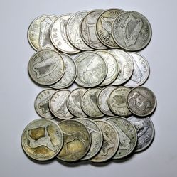 Ireland Shilling Silver Coins - Pre Decimal - ASW 7.53 Oz