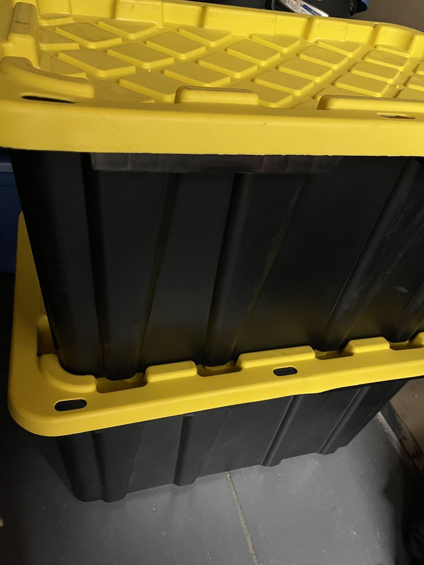 Two Storage Boxes Home Depot HDX 27 Gal