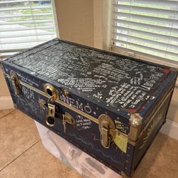 Old School Blue Storage Trunk - 17lbs - No Keys - 30x15x12