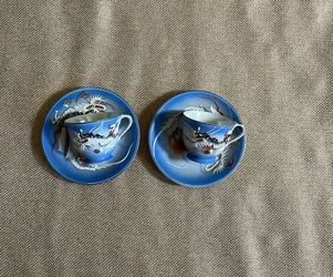Dragon Tea Cup & Saucer Made In Japan Set Of 4