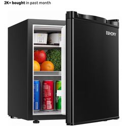 EUHOMY 1.7 Cu.Ft Mini Fridge with Freezer, Reversible Single Door Compact Refrigerator, Adjustable Thermostat, Energy Saving, Mini Fridge for Bedroom,
