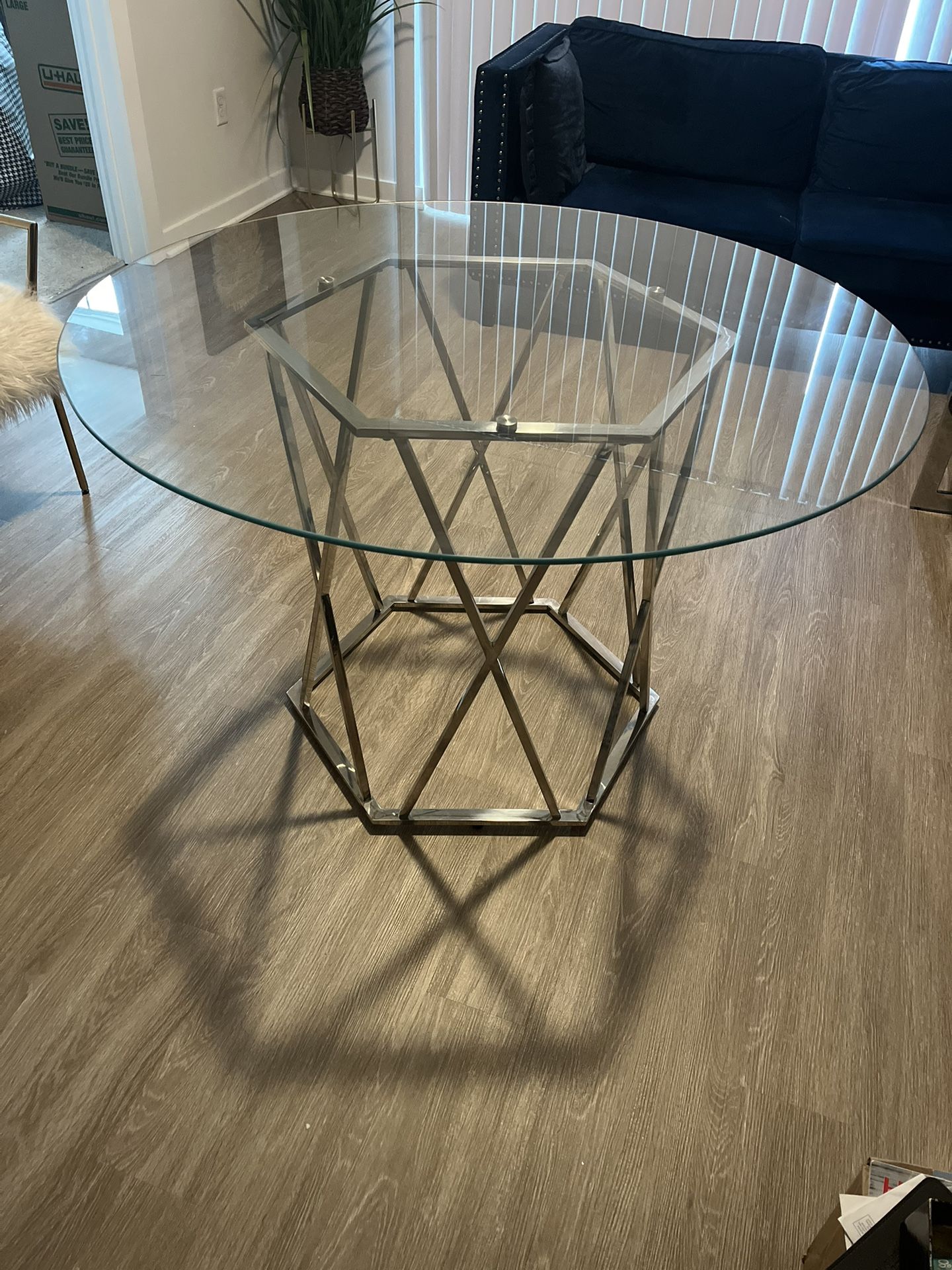 Glass Top Silver Chrome Dining (Table Only)