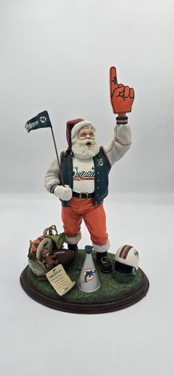Danbury Mint Miami Dolphins NFL 12"  Santa Figure EUC Football Christmas Holiday
