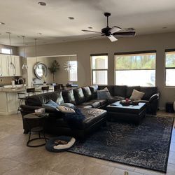 Dark Brown Creative Leather 40” Ottoman 