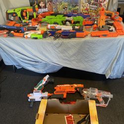 Nerf Guns And Accessories Lot Collection