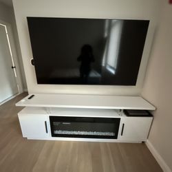 Electric Fireplace Brand New Matching Coffee Table 2024 Samsung Tv 75 Inches , As Well As A 2024 Samsung Tv 65 Inches