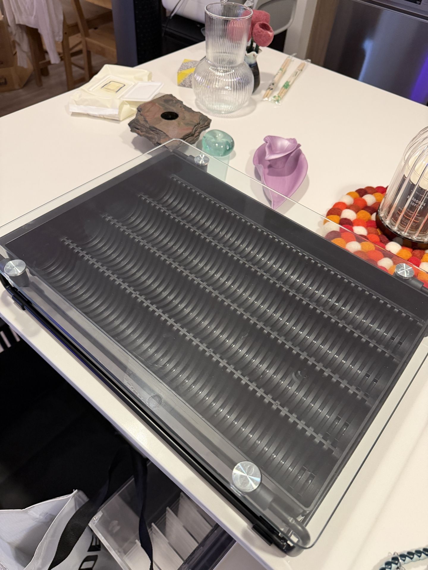 Crystal Tempered Glass Organizer Drawer Holder Compatible with Nespresso Vertuo Capsules