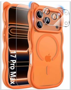 3 in 1 Magnetic for iPhone 17 Pro Max Case for Women Girls,1X Screen Protector+1X Camera Lens Protector