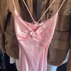 Pink Silky Floor Length Dress Small Tags Attached NEW