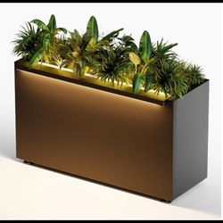 GSK 30" L Black LED Metal Rectangular Flower Box Planter with Light Strips