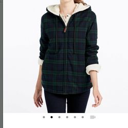 Women's Scotch Plaid Flannel Sherpa-Lined Zip Hoodie