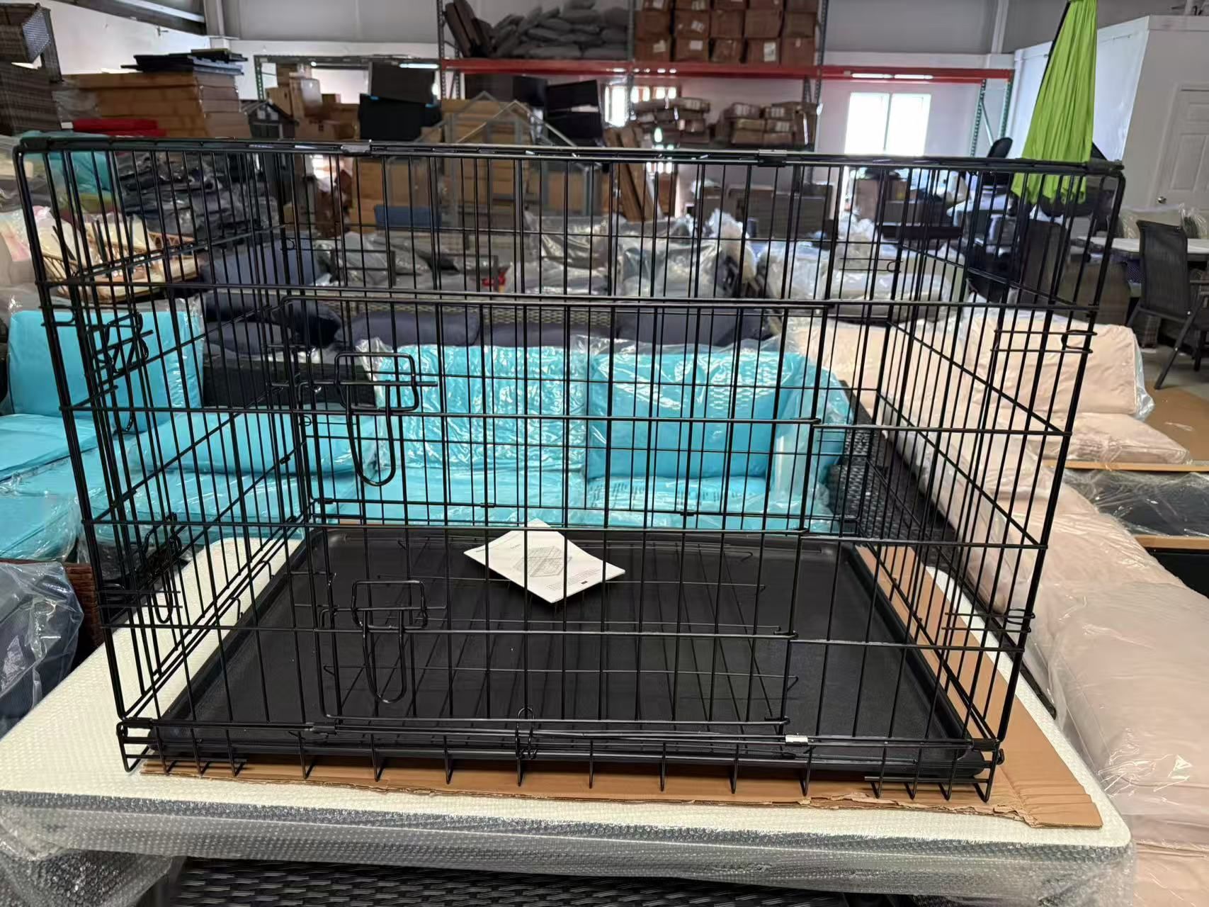 New 36 inch Double Door Dog Crate w/Divider for Puppy, Collapsible Metal Dog Kennel