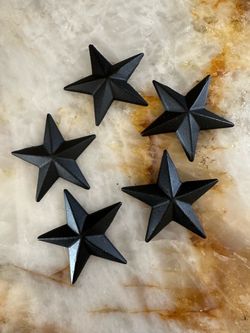 Five Plastic Satin Black 2” Barn Stars