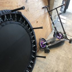 Trampoline and scooters 
