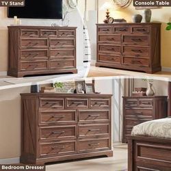 New Rustic Brown Farmhouse 9 Drawer Dresser/chest of drawers/TV Stand