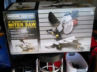 Chicago Electric 10 inch Sliding Compound Miter Saw with Laser