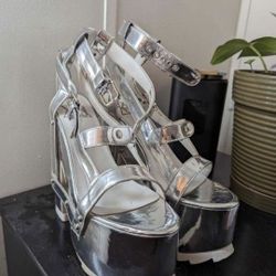 Holographic Rave Platform Heels