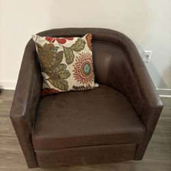 Leather Barrel Chairs 