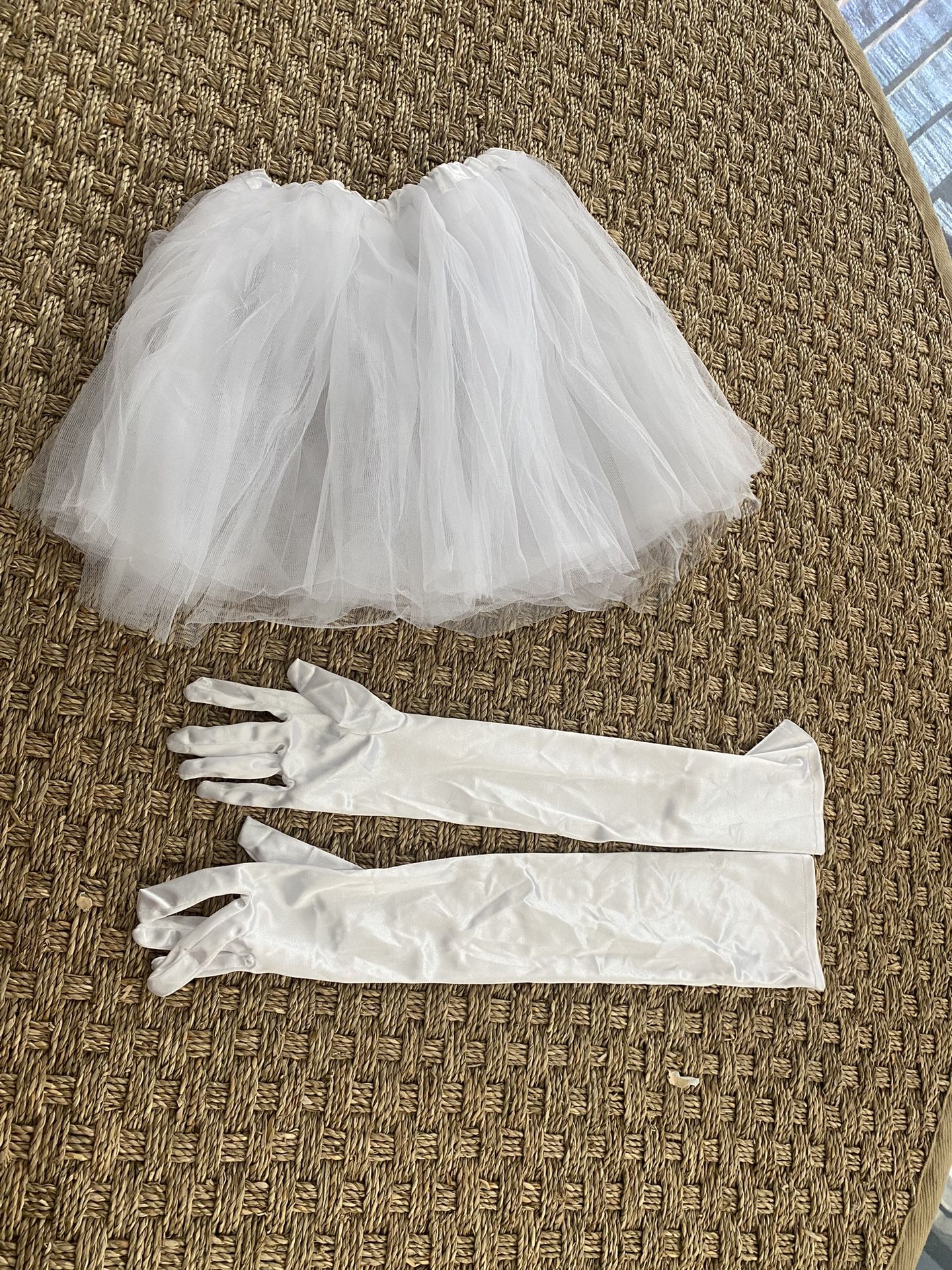 White Tutu Petticoat + Gloves
