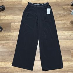Athleta Stratosphere Wide Leg Pant Black Womens L/T Large TALL High Rise NEW!