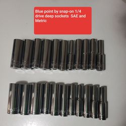 Blue point by snap-on 1/4 drive 6 point  socket sets Metric and SAE